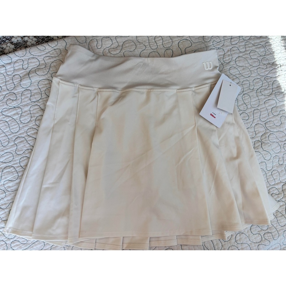 Wilson Girls Pleated Tennis Skort Cream White Athletic Skirt‎ Size Large
